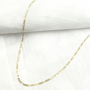 14K Solid Gold Flat Figaro Chain